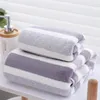 Towel 2pcs/set Strip Microfiber Set Face Bath High Absorbent Soft Terry Towels Bathroom For Adult