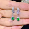 Stud Earrings Real Natural Emerald 925 Silver Fashion Fine Charm Jewelry For Women Earring