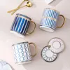 Mugs Nordic Ceramic Mug Top Grade Creative Lovers Cups Milk Coffee Office Household Water Cup Spoon With Cover