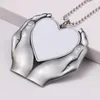 Sublimering metall tomma ämnen ornament hängen hand håller hjärtbildekoration silver grå parti leveranser häng valentiner gåvor