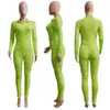 Retail Women Jumpsuits Tracksuits Fashion Solid Color Sportswear Rompers Zipper Design Långärmad mager i ett stycke Bodysuit