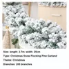 Decorative Flowers Decoration Xmas Tree Staircase Ornament Artificial Greenery Falling Cedar Rattan Christmas Pine Garland Snow Flocking