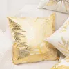 Cuscino Foglia tropicale Fiore Oro Federa Poliestere Copriletto Decorativo S Decorazioni per la casa 45X45 cm