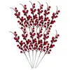 Decorative Flowers 12pcs Berry Branches Red Stems Artificial Christmas Decoration Fake