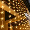 Strings 3x1/3x2M Curtain Light 100/200LED Fairy Stars Lights Christmas String Waterproof Decorative Star Twinkle For Bedroom