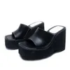 Сандалии большого размера 43 Лето Черно-белые шлепанцы на массивном каблуке Высокие каблуки Досуг Модные босоножки на танкетке на платформе Обувь для женщин 2022 T230208