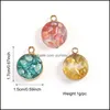 Charms Fashion Resin Stone Pendant Charm Natural Shell Paper Sequins With Gold Plated For Diy Jewelry Making Bracelet Necklace Drop Ot48B