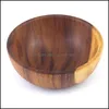 Juegos de vajilla Vajilla de madera Color de madera japonés Plato cuadrado redondo Tazón Sabor Plato Juego de cubiertos Suministros de cocina para el hogar Gota Dhc0E