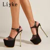 Women Stripper Shoes Liyke Show 2022 Clear Crystal Platforms High Heels Sandaler Kvinna Transparent Sexig bröllopsstilett Storlek 41 T221209 515
