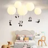 Pendellampor sovrum panda ljus barn rum ballongtecknad h￤ngande f￶r takstudie g￥ng ljuskrona