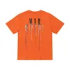 Modefärg dropp splatter brev tryck tee skjortor herr kvinnor designer streetwear t-shirts besättning nacke bomull tröja svart vit orange hip hop t-shirt