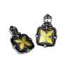 Stud Earrings Boho Vintage Yellow Flower Square Alloy Pendant Women's Party Jewelry