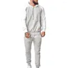 Men's Tracksuits Autumn Men Pants Suit Contrast Color Long Sleeve Hooded Loose Drawstring Sports For Work