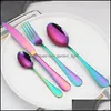 Dinnerware Sets Pcs Stainless Steel Cutlery Set Fork Soup Spoon Knife Tea For Home Kitchen El Restaurant Tableware Drop Delivery Gar Dhfxm