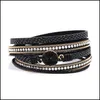 Other Bracelets Fashion Mtilayer Leather Bracelet Women Vintage Stone Crystal Wrap Cuff Bangle Magnetic Clasp Handmade Wristband Jew Otgrl