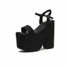 Gigifox Sequined Chunky Black Heels Super High растущая летняя готическая женская обувь сандалии T221209