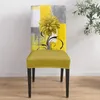 Housses de chaise Dahlia peinture à l'huile plante abstraite fleur couverture jaune salle à manger Spandex siège extensible ensemble de cas de bureau à domicile