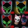 Party Masks Led Glowing Cat Face Mask Decoration Cool Cosplay Neon Demon Slayer For Birthday Gift Carnival Masquerade Gc092 Homefavor Dhy31