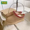Fashion Australia Classic Ultra Mini plataforma botas Tazz camur￧a chinelam feminino designer de botas de neve chinelas castanhas castanhas marrom boteias de cisalhamento de pele de carneiro