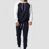 Men's Tracksuits Autumn Men Pants Suit Contrast Color Long Sleeve Hooded Loose Drawstring Sports For Work