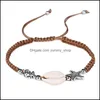 Charm Bracelets Handmade Woven Starfish Bracelet Knitting Sea Turtle Braided Women Men Shell Jewelry Drop Delivery Otnrc