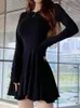 Casual kl￤nningar kvinnor elegant stickad tr￶ja mini svart kl￤nning damer smala vintage bodycon party streetwear vestidos femme kl￤drock