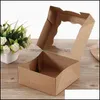 Gift Wrap Vintage Transparent Window Kraft Paper Baking Box Grain Candy Packaging Handmade Cake West Point Muffin Boxs Part Ing Drop Dhaup