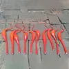 Escultura de jardim L￢mpadas de artes de laranja esculturas personalizadas 7 pe￧as Murano Glass Floor luminoso Decora￧￣o de arte ao ar livre artesanato