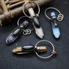 Hangende kettingen vrij van 3 -stcs natuursteen zeshoekige kolom hangers vintage boho kristal chakra behandeling punt retro middeleeuwse hoepel