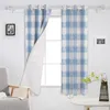 Curtain Sky Blue Watercolor Grid Curtains For Bedroom Living Room Luxury European