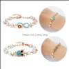 Id Identification Fashion Gold Color Moon Star Heart Infinity Charms Pearl Bracelets Beaded For Women Charm Party Jewelry Gift Drop Dhqie