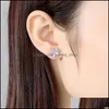 Earrings Necklace Zircon Cherry Blossom Jewelry Set Flower Pendant Stud Elegant Fashion Gifts For Women Girls Drop Delivery Sets Otogd
