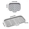 Kitchen Storage Silicone Sink Tray Soap Dish Holder With Built-in Drain Lip Countertop Scrubber Brush Sponge Bottles Organzer