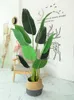 Fleurs décoratives Grand Bonsaï Artificiel Faux Arbre Plantes Tropicales En Pot Palmier Vert Feuille Home Office Décor Studio Po Tir Décors