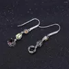 Boucles d'oreilles pendantes GEM'S BALLET Quartz fumé naturel péridot Citrine 925 argent Sterling élégant Brincos pour femmes bijoux fins