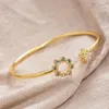 Bangle 4Pcs/lot Dubai France Gold Color Bangles Female Zircon Stone Can Open Bracelets For Women Cold Wedding Bracelet