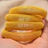 Bangle 4Pcs Luxury Grid Gold Color Bangles For Women Man Bride Bracelets Ethiopian/france/African/Dubai Jewelry Wedding Gifts Can Open