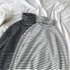 Men's T Shirts Large Size Thick Warm Turtleneck Striped Men's Long-sleeve Bottoming T-shirt Autumn Winter Korean Simple Home Wear