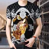 Men's T Shirts 2022 Tiger Pattern Men's Casual Short-sleeved T-shirt Trend 3D Bee Print Top Loose Large Size Youth Clothes