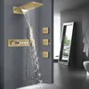 20 Inch Shower Head SPA Massage Waterfall New Digital Display Thermostatic Mixer Valve Rain Bathroom Shower Set
