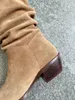 Buty zamszowe codzienne botas spiczasty palec wiosny jesień kobieta Cowgirls Western Slip na prostych plisowanych butach w połowie zawartości