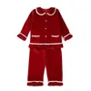 بيجاماس بيتر بان ذوي الياقات الزر لأعلى حمراء فيت بوي طفل نوم ملابس الأطفال بيجاماس بيجامات