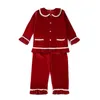 Pyjamas Peter Pan Col Enfants Bouton Rouge Veet Garçon Bébé Vêtements De Nuit Enfants Pyjamas De Noël Ensembles 210915 Drop Livraison Maternité Cl Dhbpr