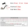 Sandalen liyke vrouwen kristallen ketting sandalen sexy mode vierkant teen transparante perspex stiletto hakken zomer feest stripper schoenen groen t221209