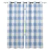 Curtain Sky Blue Watercolor Grid Curtains For Bedroom Living Room Luxury European