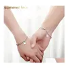 Charm Bracelets Couple Bracelet Personalized Stainless Steel Heart Star Round Custom Engraved Name Initials Girl Friendship Customiz Otnxq