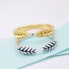 925 Sterling Silver Open Grains Ring för Pandora Yellow Gold Plated Fashion Party Jewelry for Women Men Lover Couples Rings med original Box