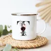 Tasses lettre fleur imprimé vintage émail créatif tasse de thé à thé de bois de lait tasse de lait poitrine d'eau dynamique cadeau de mariage.