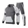 Heren tracksuits mannen tracksuit contrast kleur ademende oefening big patch patch pocket veer juridische hap hoodie broek suit voor sportschool