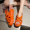 Sandaler Green Retro Summer Platform Sandaler Korean Peep Toe Hollow Comfor Roman Shoes 2022 Fashion Outdoor Non-Slip Casual Beach Shoes T221209